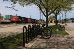 Bikes wait for their riders return as E271 also waits to depart